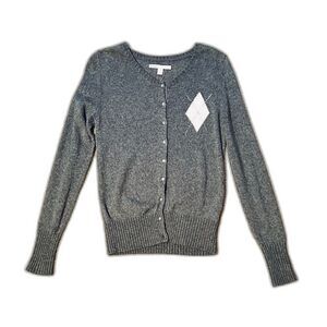 OLD NAVY Grey Argyle Cardigan Crew Neck Long Sleeves Button Down Sweater Y2K XS